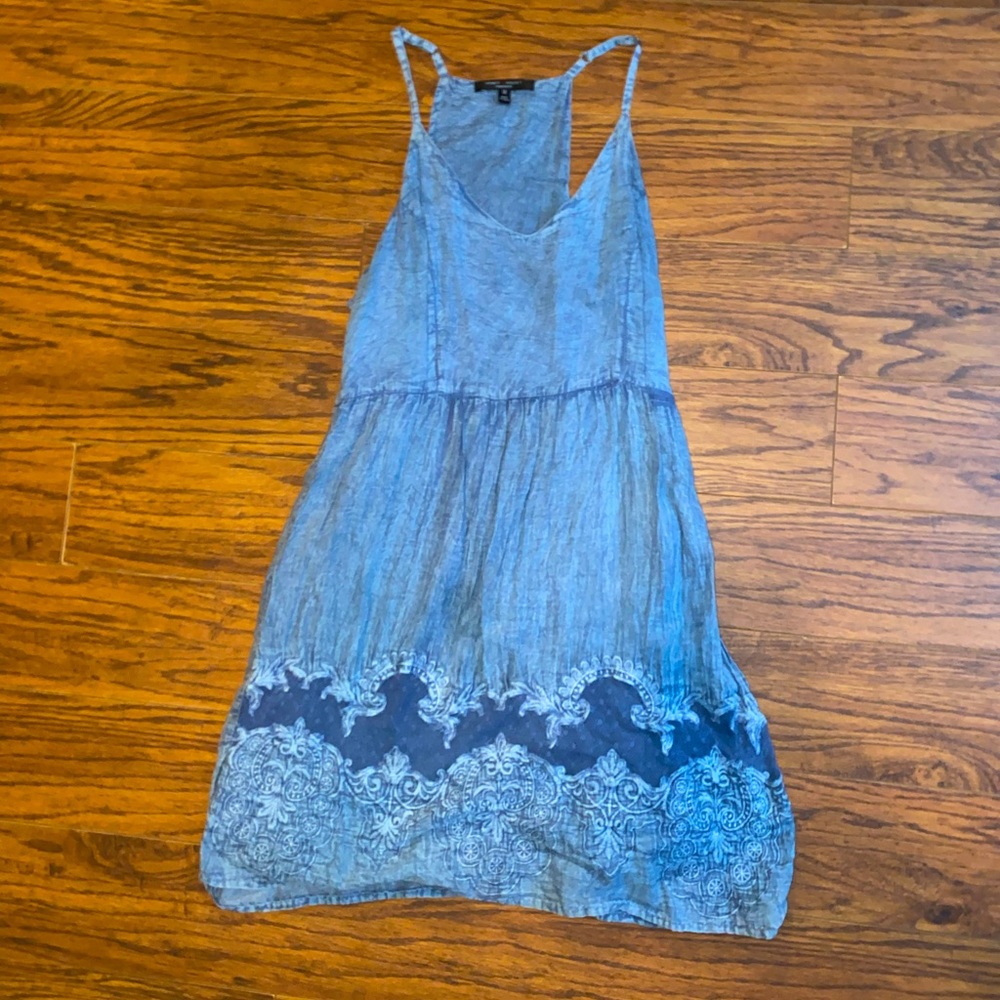 Romeo+Juliet Couture Chambray Summer/Casual Halter Dress w/ Lace Hem Details
